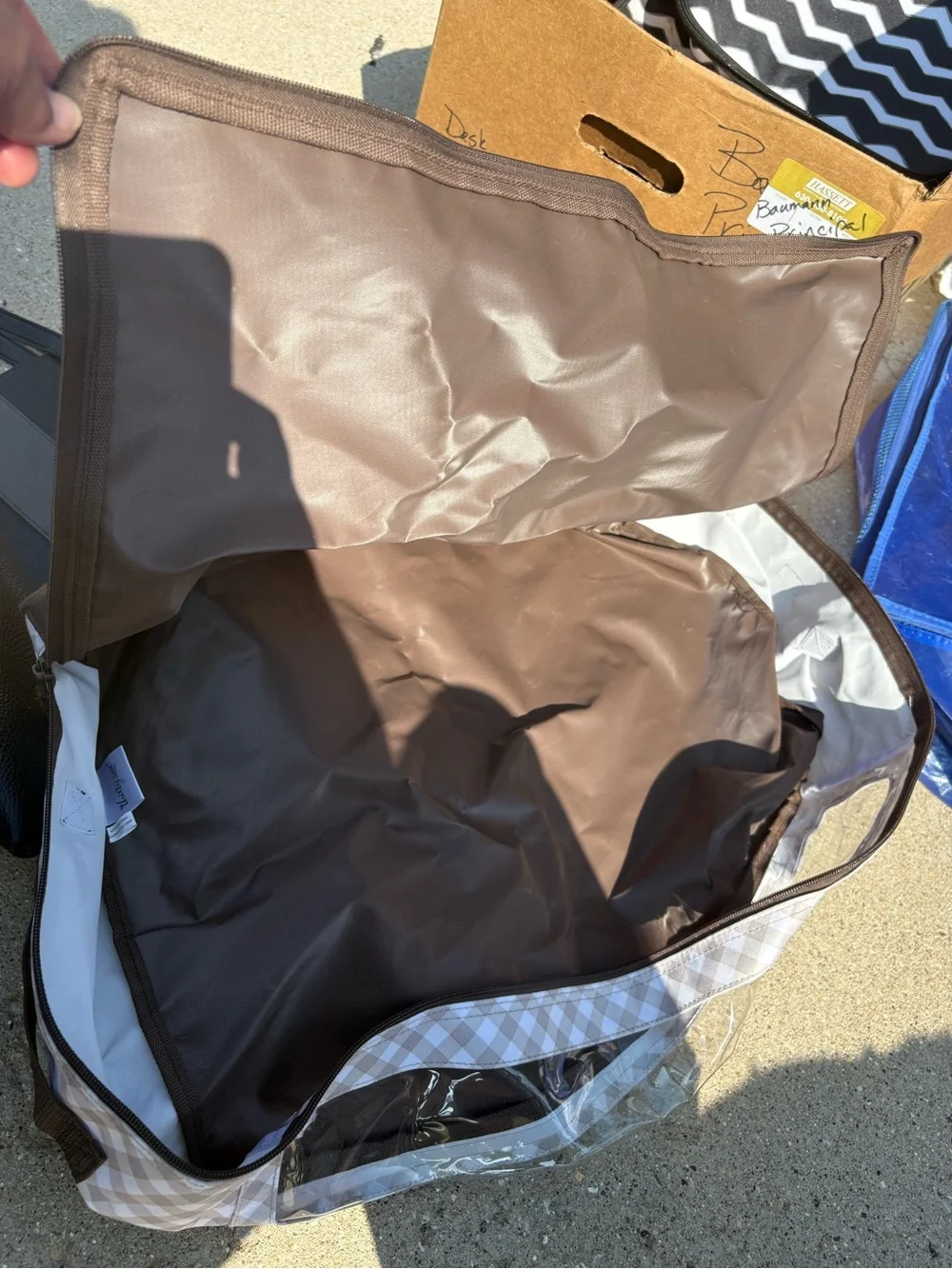 Thirty-one Brown and White Gingham under bed storage bag.
